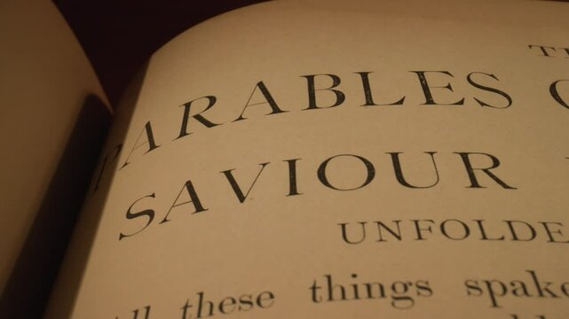 Close Up of Vintage Page Parables of Our Saviour Jesus Illustrated Text 22