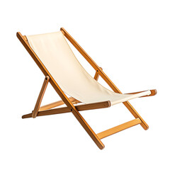 Elegant Reclining Wooden Beach Chair with a Sleek Frame Isolated on Transparent Background