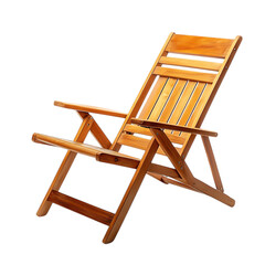 Minimalist Lightweight Wooden Beach Chair Isolated on Transparent Background