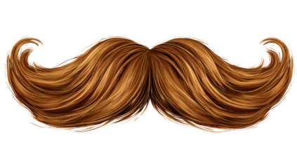Transparent background featuring chestnut brown mustache with sharp, clean clipping path.