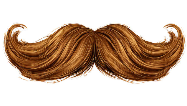 Transparent background featuring chestnut brown mustache with sharp, clean clipping path.