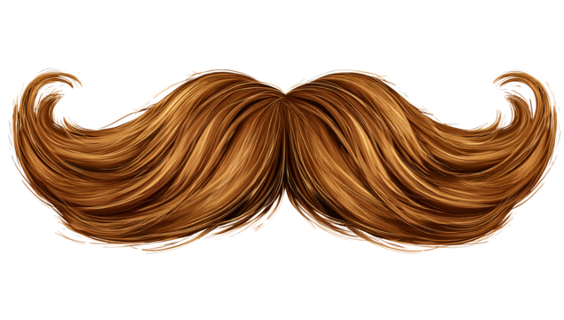 Transparent background featuring chestnut brown mustache with sharp, clean clipping path.