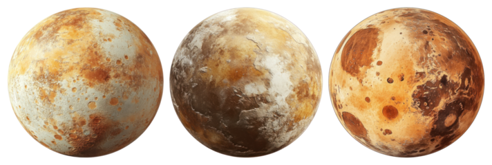 PNG Realistic planetary surface textures, element set on transparent background