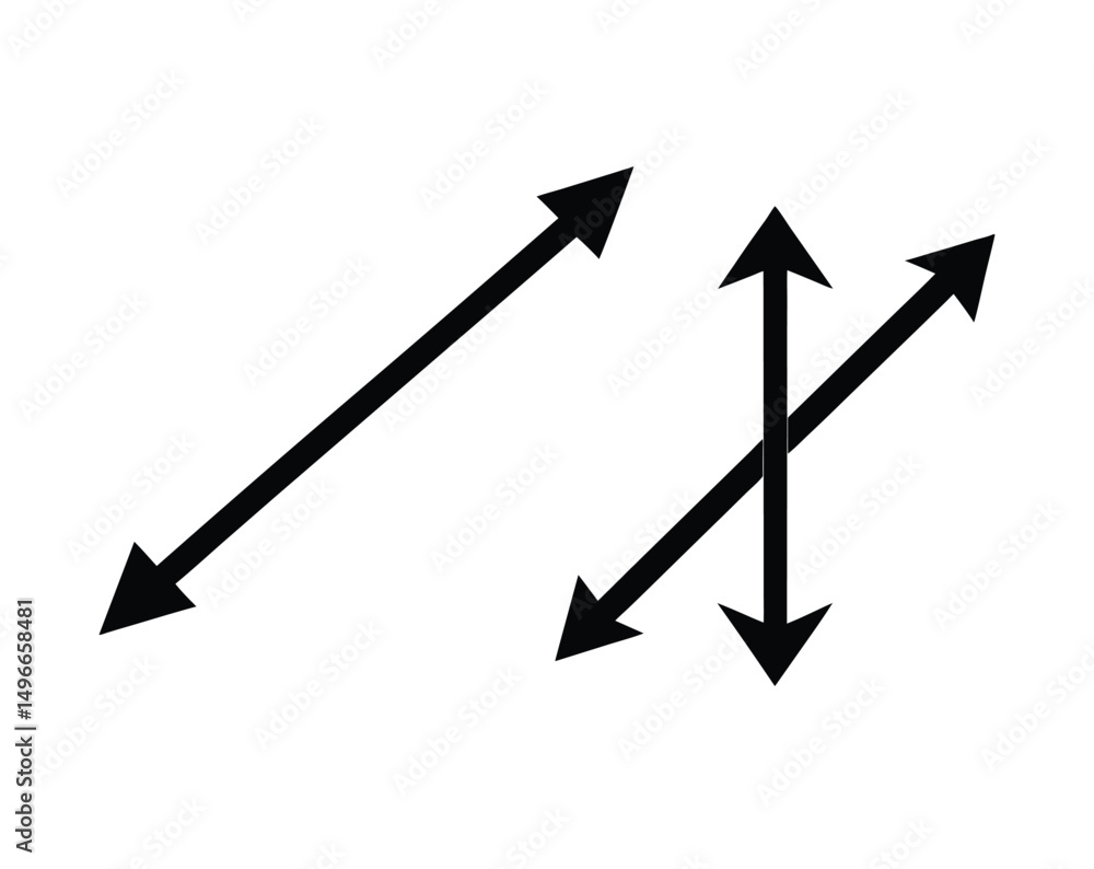 Poster collection of simple black arrows pointing in various directions diagonal, vertical, and horizontal 