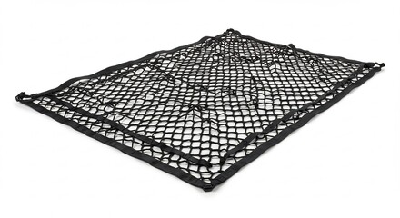Durable black cargo net neatly organizes vehicle storage. AI Generated