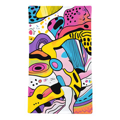 Playful Beach Towel with Large Whimsical Doodle Isolated on Transparent Background