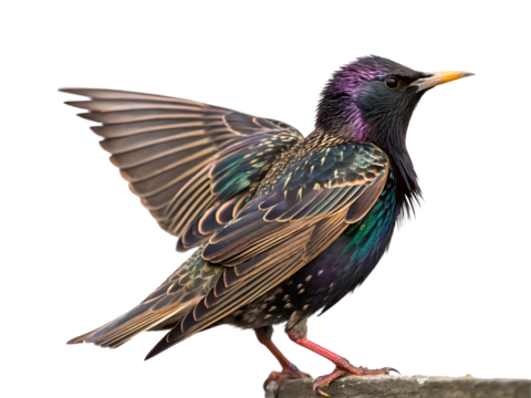Isolated Portrait of a Colorful Starling Bird Isolated on transparent background cutout, PNG file, Cutout file
