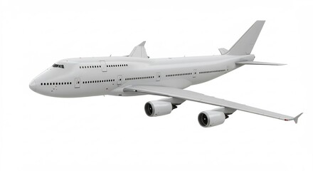 Obraz premium Clean White Airplane Soaring High Bright Studio Lighting. AI Generated