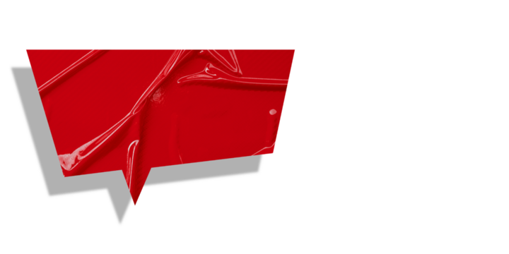 Red speech bubble crumpled paper isolated on transparent background
