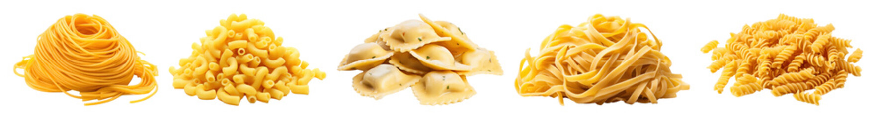 PNG Variety of Italian pasta types, element set on transparent background