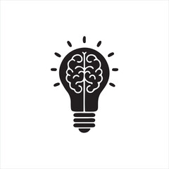 Innovative Brain Light Bulb Icon - Intelligence and Creativity Concept