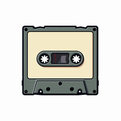 Obraz premium Retro Cassette Tape Illustration on White Background, Audio Recording Technology, Music and Entertainment Concept