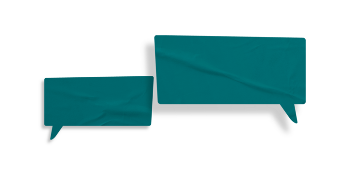 Green speech bubble crumpled paper isolated on transparent background