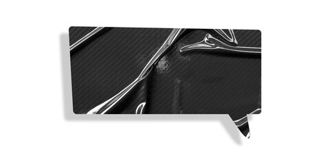 Black speech bubble crumpled paper isolated on transparent background