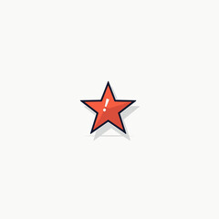 Obraz premium Red Star with Exclamation Point Icon on White Background, Vector Illustration for Design and Web Use
