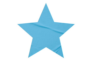Crumpled light blue star pattern stickers, separated on a transparent background.
