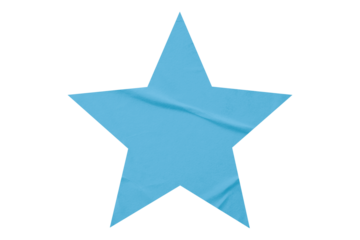 Crumpled light blue star pattern stickers, separated on a transparent background.