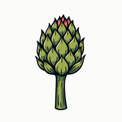 Artichoke Isolated Hand Drawn Illustration with Detailed Lines and Shading on a White Background