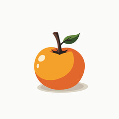 Vibrant Orange Fruit Illustration with Stem and Leaf on a Clean White Background for Healthy Eating Concepts