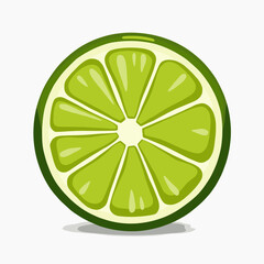 Fresh and Vibrant Lime Slice Illustration on White Background for Summer Drink and Food Designs