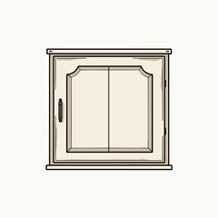 Simple Cream Colored Cabinet with Two Doors, Vector Illustration of Furniture for Home Decor and Design