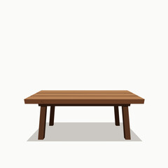 Fototapeta premium Wooden Table Illustration with Clean and Simple Design, Perfect for Backgrounds and Mockups, Isolated on White