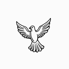 Fototapeta premium Dove in Flight Line Art Illustration: A Symbol of Peace, Freedom, and Spirituality with Clean White Background