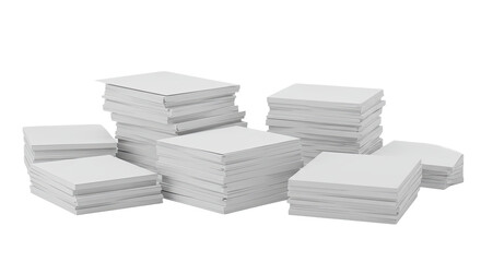 A clean 3D illustration of neatly stacked printer paper packs, set against a crisp white background. Ideal for office, business, and stationery themes.