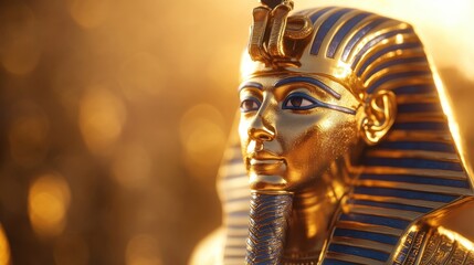 Obraz premium Golden pharaoh burial mask closeup