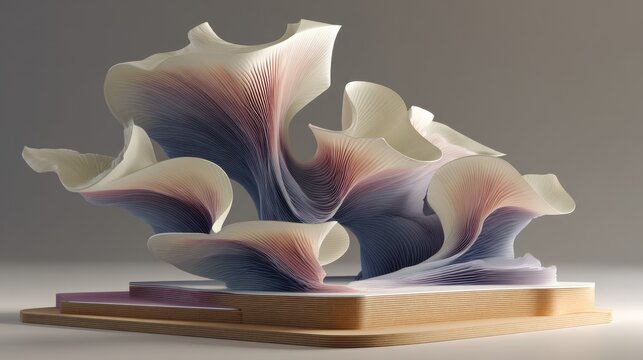 Abstract Architectural Sculpture with Layered Paper Forms - A Modern Masterpiece of Geometric Design