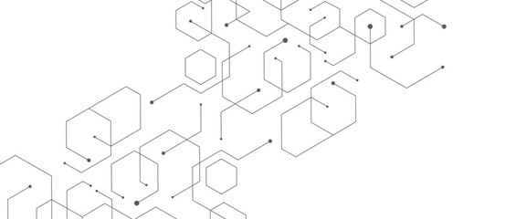 Vector abstract style science technology background with hexagons