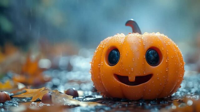 cute pumpkin shaped ghost character hellowen