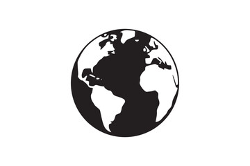 Round Globe Earth map clip art silhouette vector art illustration on white background