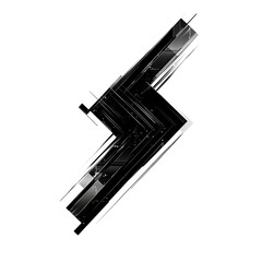 Abstract Arrow with Layered Motifs in Glossy Black Isolated on Transparent Background