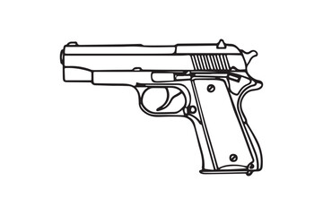 Hand gun clip art silhouette vector art illustration on white background