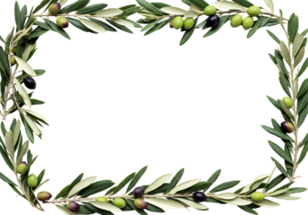 Classic green olive branch frame natural botanical rustic elegant border design