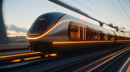 Naklejka premium A high-speed train transporting massive cargo containers for rapid delivery 