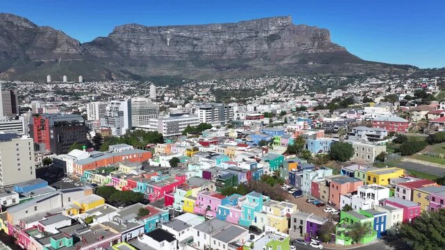 Bo Kaap Skyline In Cape Town Western Cape South Africa. Amazing Skysrapers And Traffic On Street Viewed From Above. Industrial Landscape High Rise Building Busy. Industrial Urban.