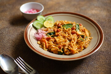 Spicy stir fry noodles or mie Aceh 