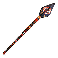 A Painted Arrow with Aboriginal Waterhole Symbols A Isolated on Transparent Background