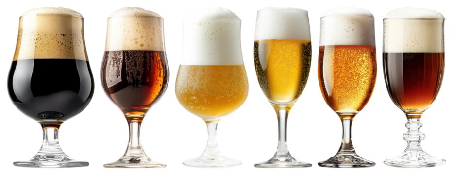 PNG Diverse craft beer selection displayed, element set on transparent background