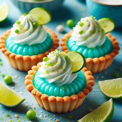 237 Turquoise Coconut Lime Tarts Miniature pastry cups filled wi