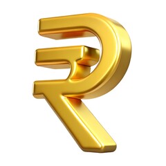 Obraz premium A shiny golden indian rupee symbol isolated on a white background