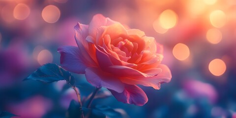 Obraz premium Enchanted Rose: A Dreamy Sunset Bloom