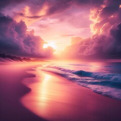 pristine beach is illuminated by the