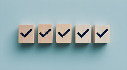 Featuring a Horizontal Row of Five Identical Light-Colored Wooden Blocks