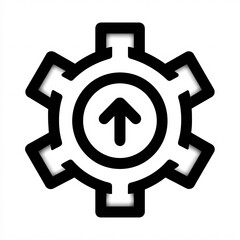 Abstract Gear Icon with Upward Arrow Symbol Representing Progress and Innovation