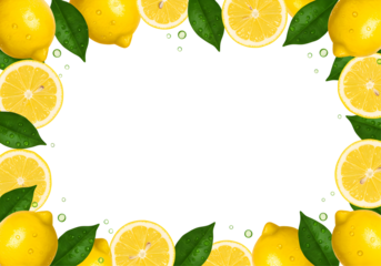 Bright yellow lemon fruit frame tangy fresh citrus border delicious summer theme