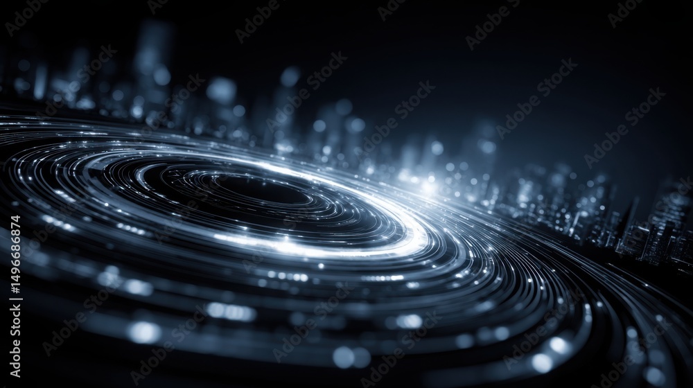 Poster mysterious dark spiral creating intriguing atmosphere for ai-powered compliance intelligence engine 