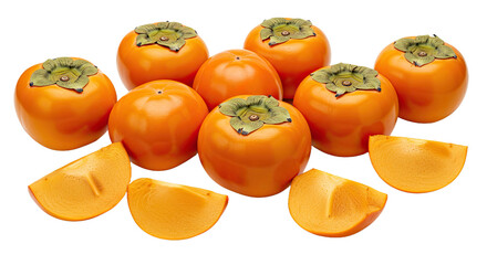 Beautiful ripe persimmons, a healthy and versatile fruit. Excellent for culinary applications, nutritional content, and seasonal imagery.